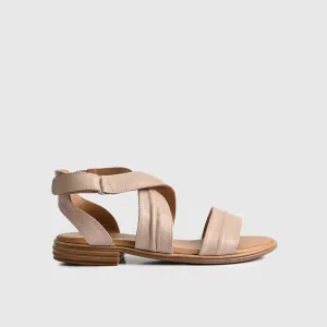 Leather Flat Comfort Sandals Beige 8617