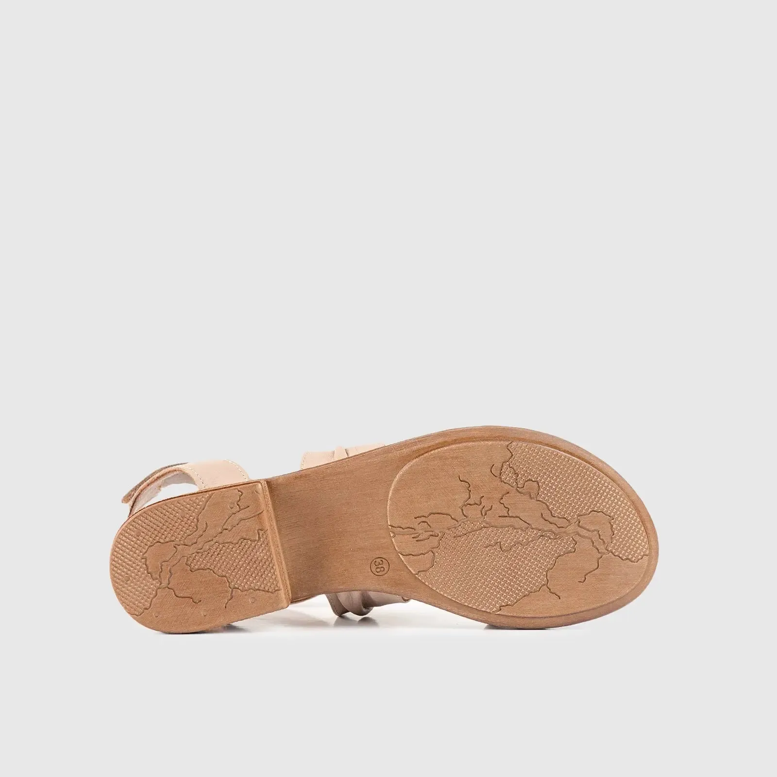 Leather Flat Comfort Sandals Beige 8617