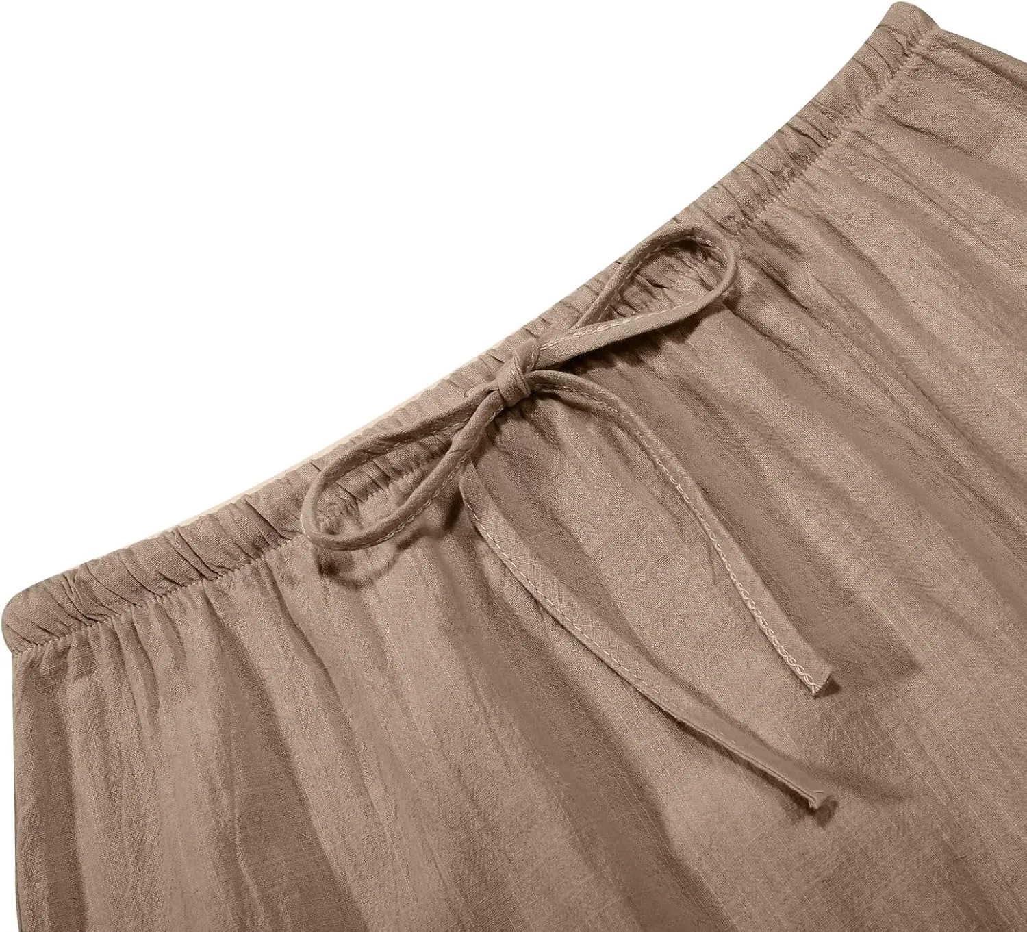 Linen Maxi Skirts for Women Trendy Summer Casual Boho Beach Vacation Flowy Long Skirts Drawstring Elastic Waist A Line Skirts