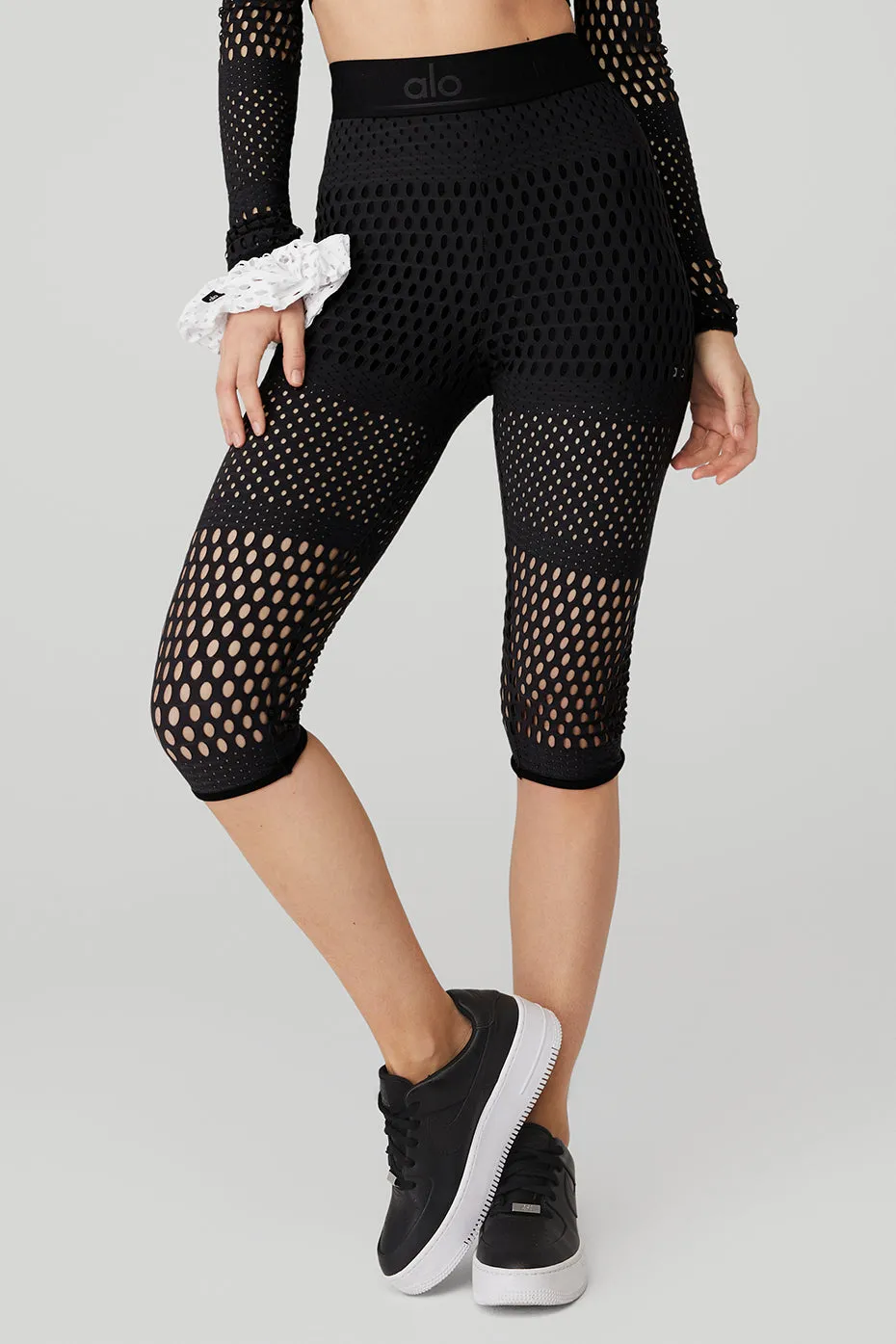 Mesh High-Waist Haute Summer Capri - Black