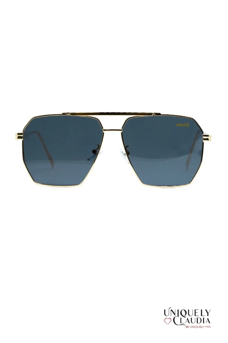 MINUE: Harlow Black Goldtone Sunglasses