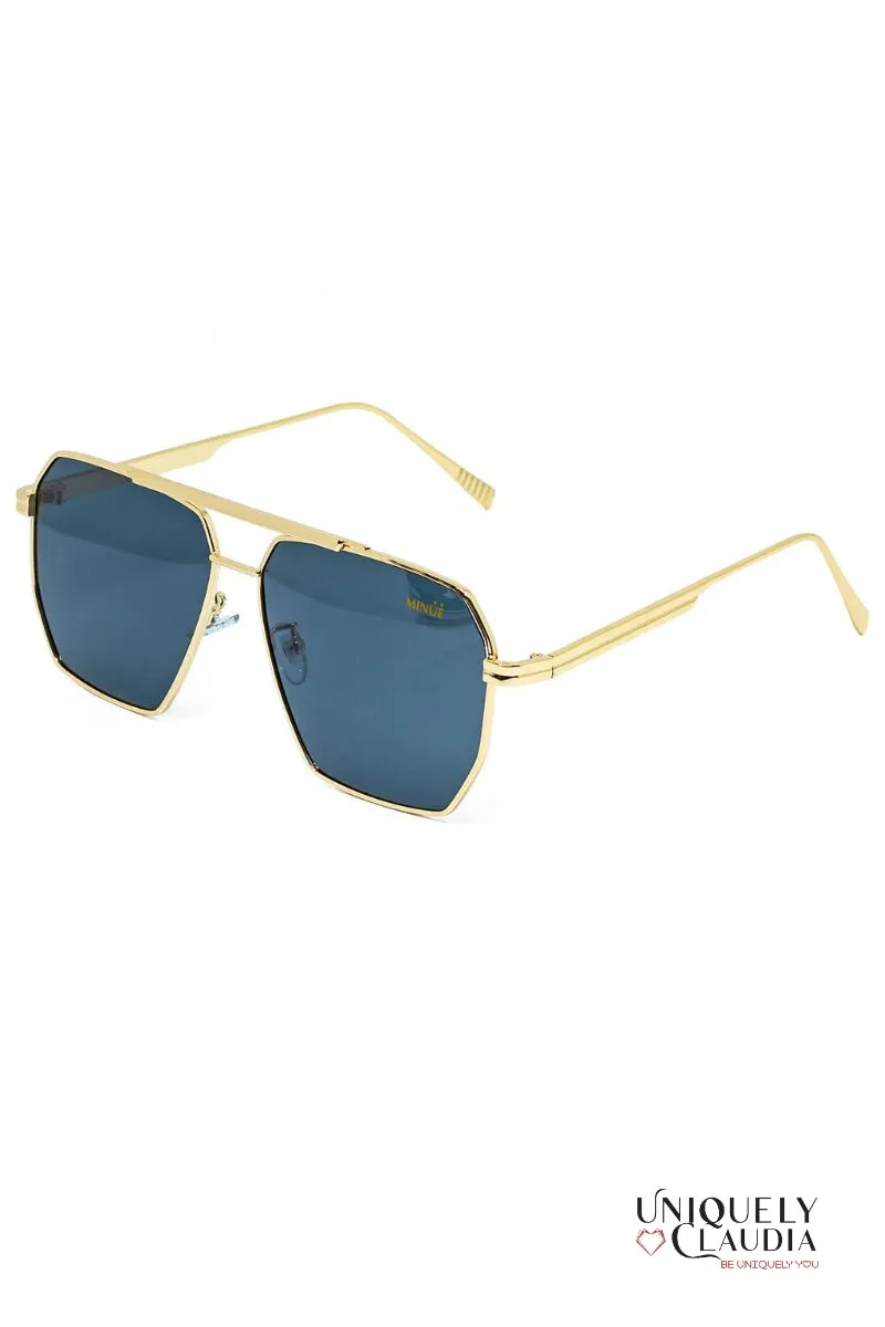 MINUE: Harlow Black Goldtone Sunglasses