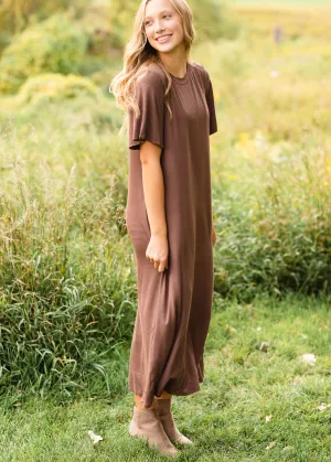 Mocha Bell Sleeve T-Shirt Dress - FINAL SALE