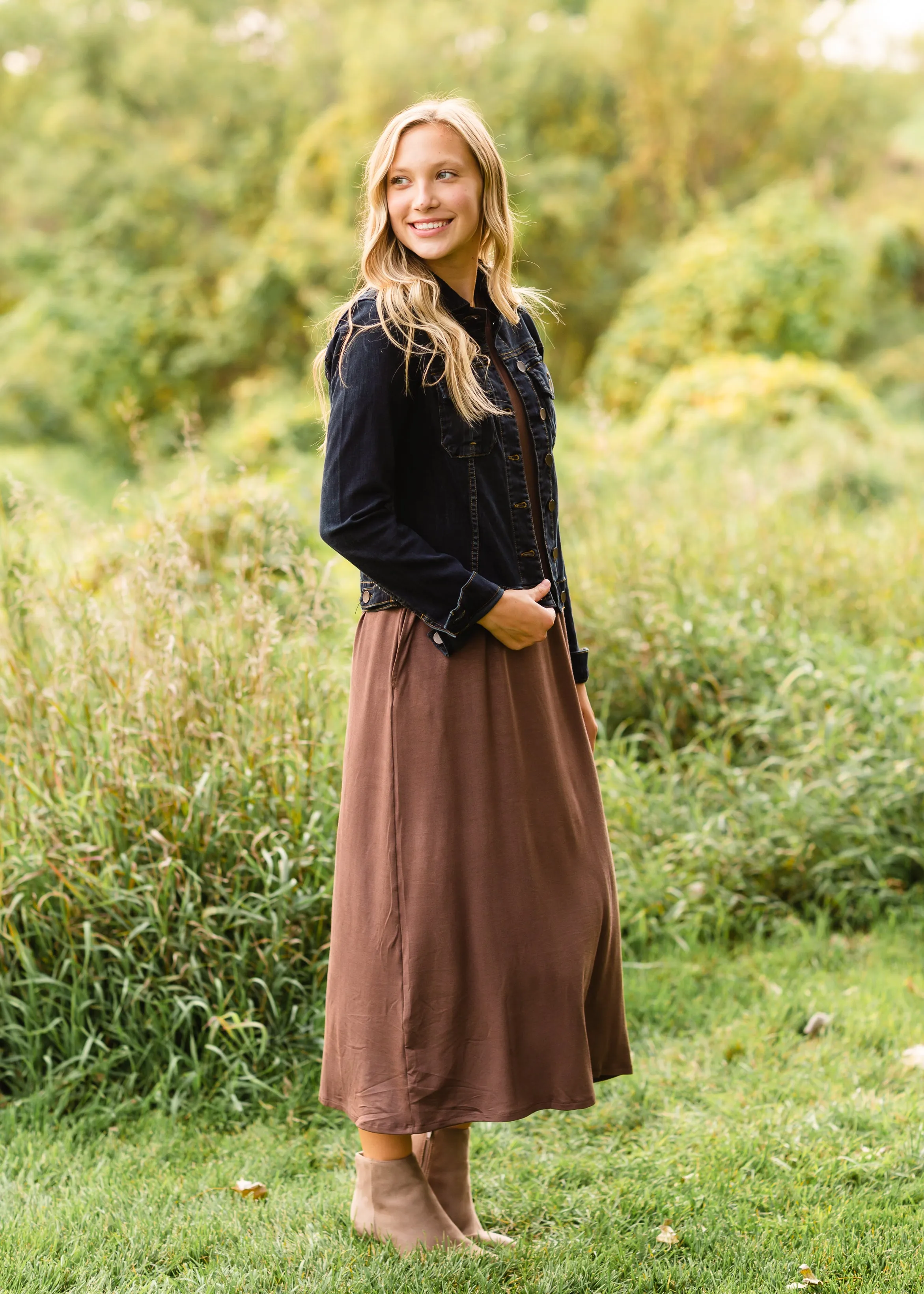 Mocha Bell Sleeve T-Shirt Dress - FINAL SALE