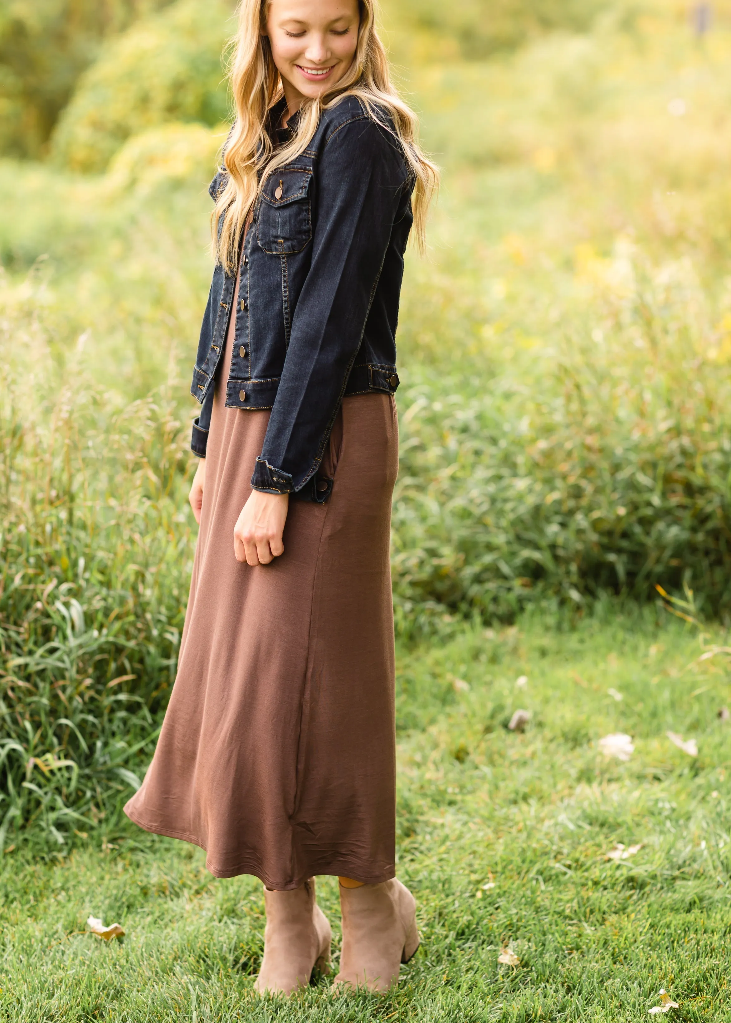 Mocha Bell Sleeve T-Shirt Dress - FINAL SALE