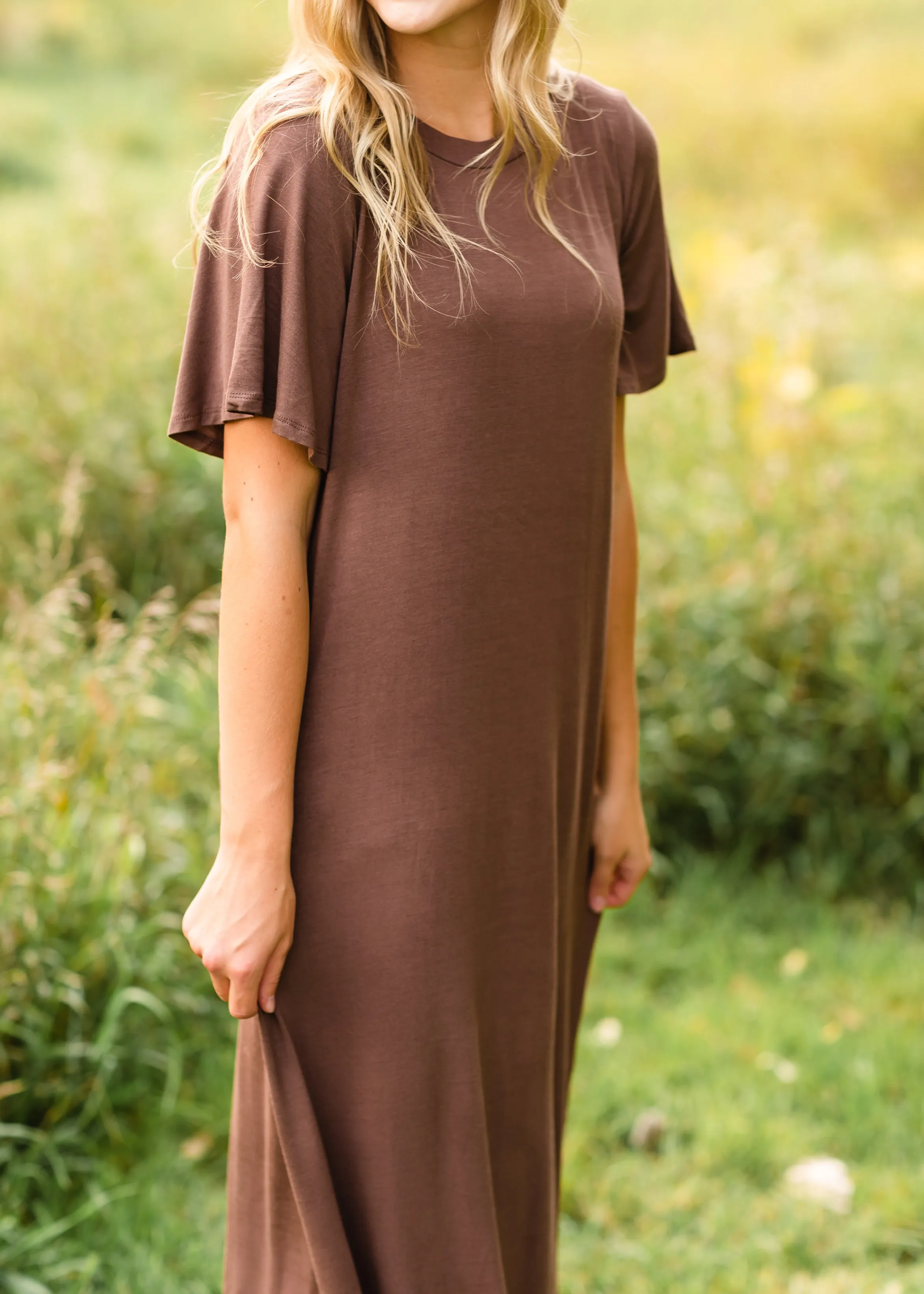 Mocha Bell Sleeve T-Shirt Dress - FINAL SALE