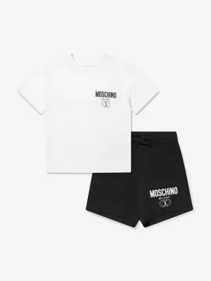 Moschino Boys Milano Logo T-Shirt And Shorts Set in White