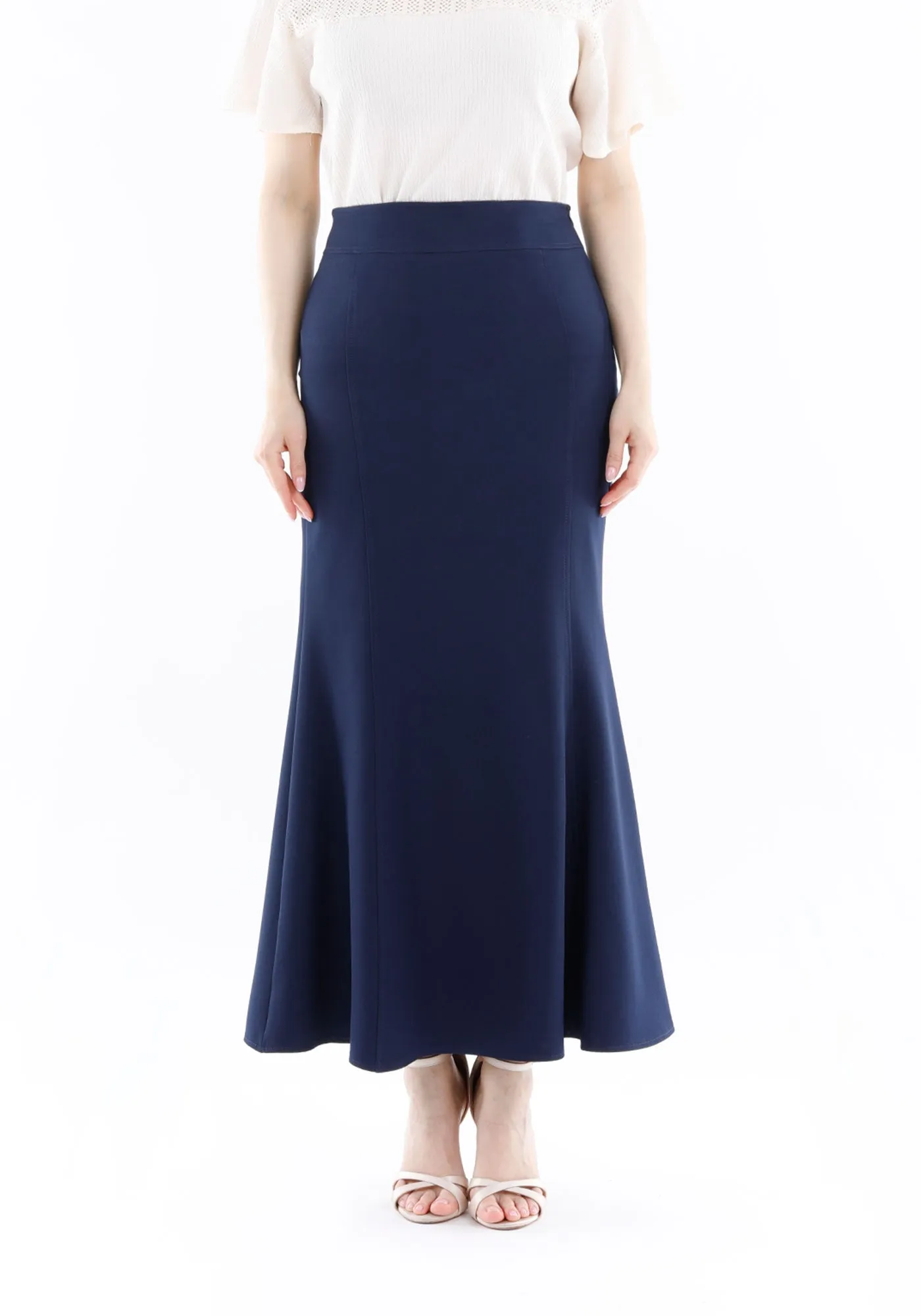 Navy Blue Fishtail Maxi Skirt