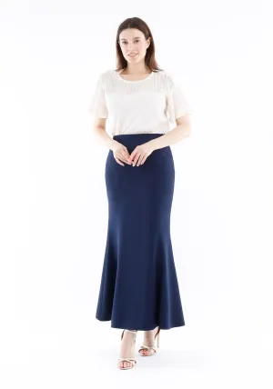 Navy Blue Fishtail Maxi Skirt