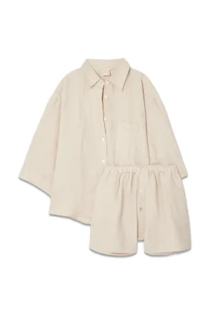   NET SUSTAIN The 03 Washed-Linen Shirt And Shorts Set