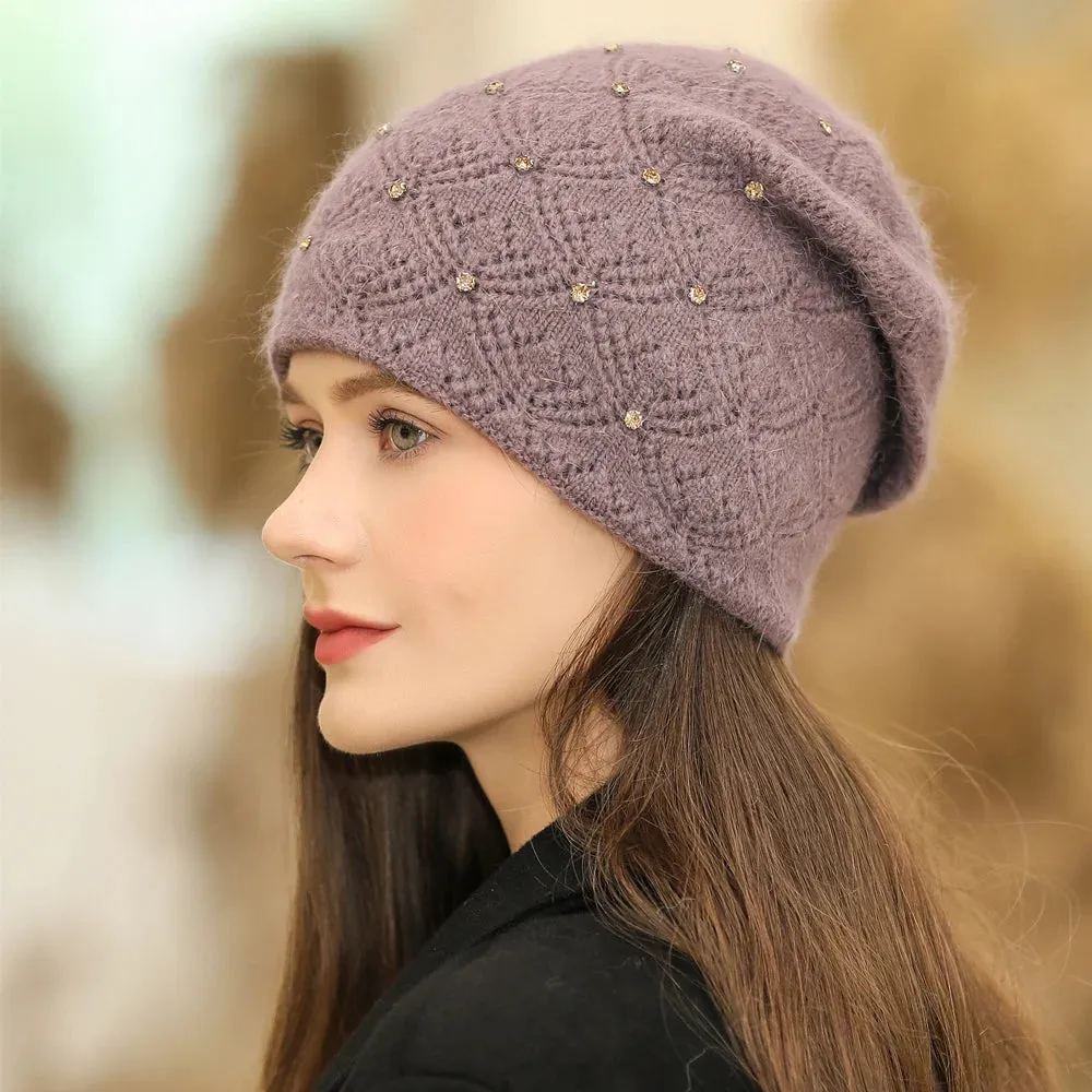 New Winter Streetwear Rabbit Fur Blend Fashion Warm Hat