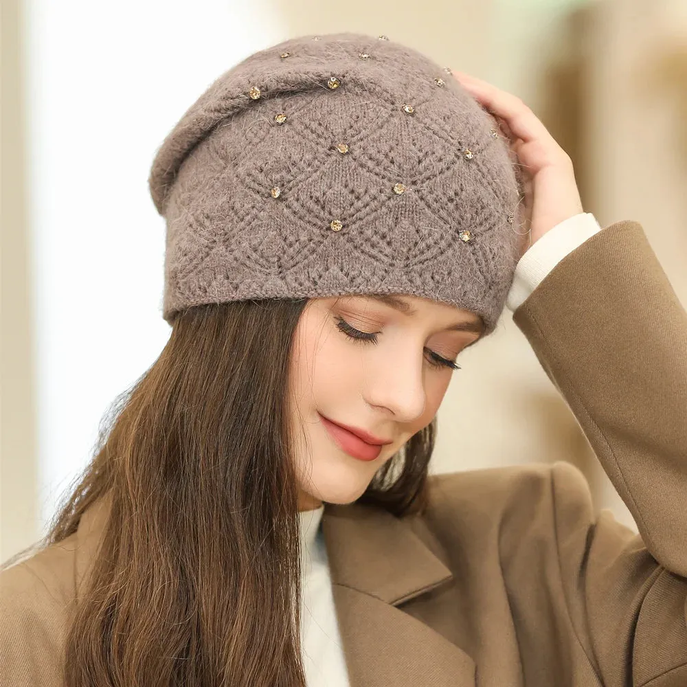 New Winter Streetwear Rabbit Fur Blend Fashion Warm Hat