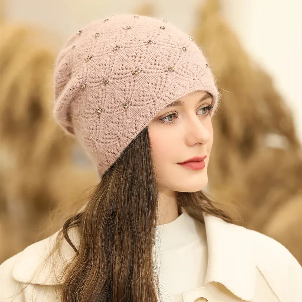 New Winter Streetwear Rabbit Fur Blend Fashion Warm Hat