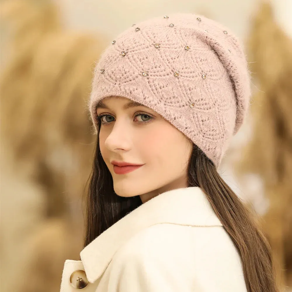 New Winter Streetwear Rabbit Fur Blend Fashion Warm Hat