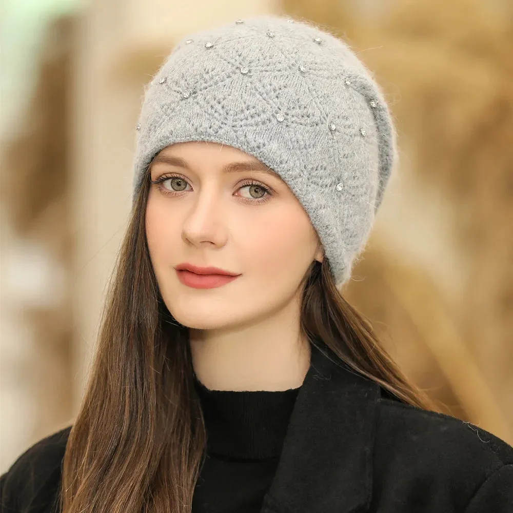New Winter Streetwear Rabbit Fur Blend Fashion Warm Hat