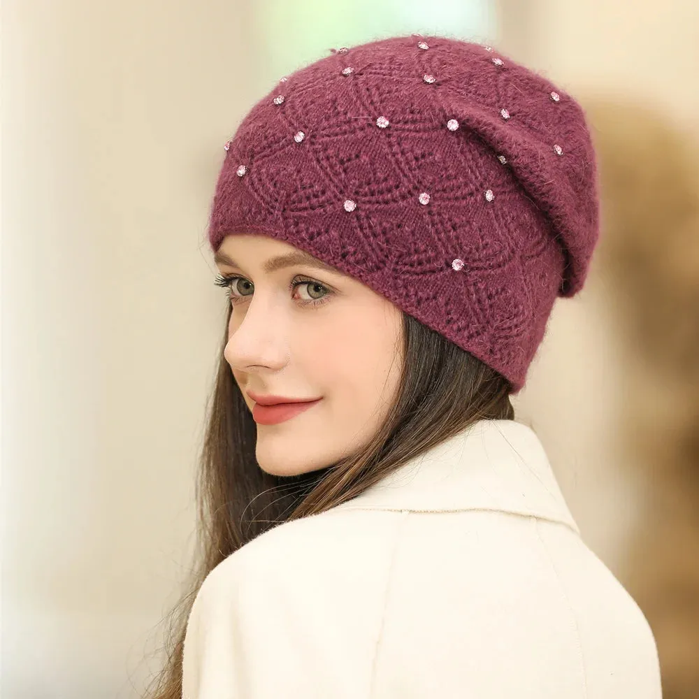 New Winter Streetwear Rabbit Fur Blend Fashion Warm Hat