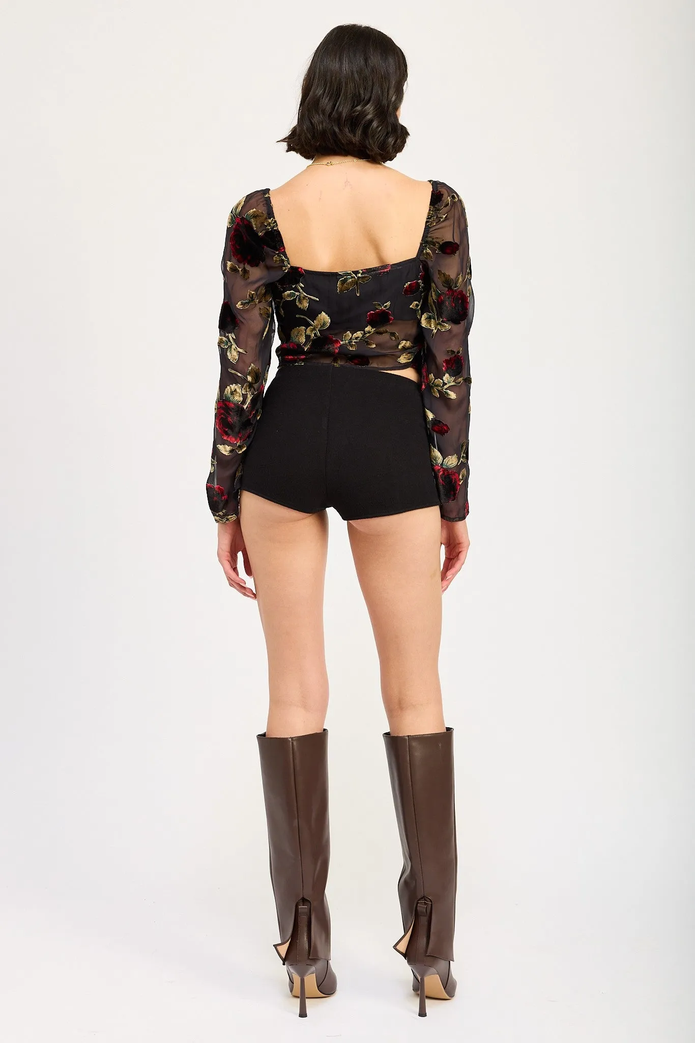 Open Front Sheer Long Sleeve Blouse