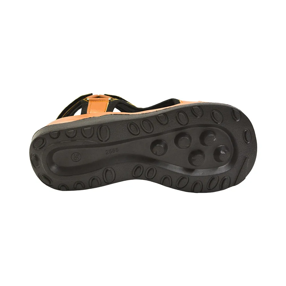 Orange and Black Adjustable Strap Sandals