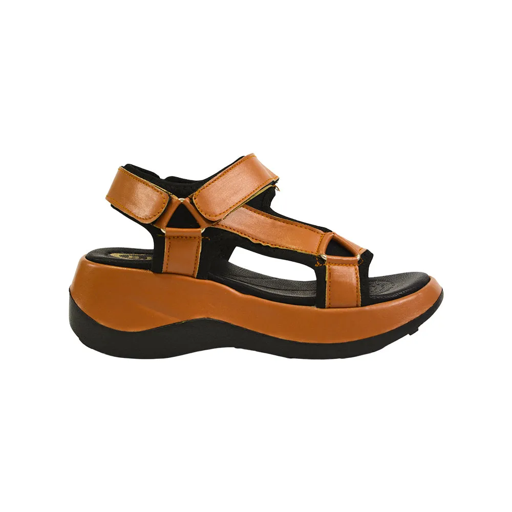 Orange and Black Adjustable Strap Sandals