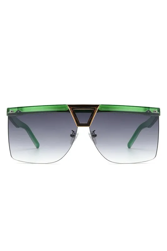 Oversize Half Frame Fashion Square Sunglasses
