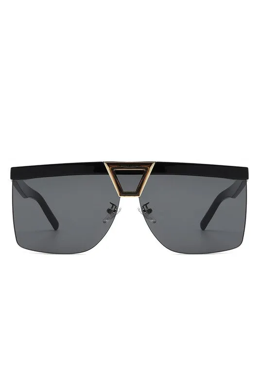 Oversize Half Frame Fashion Square Sunglasses