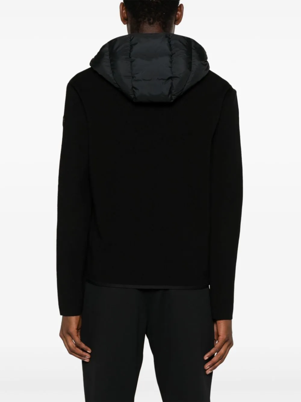 padded-panels knitted hooded jacket