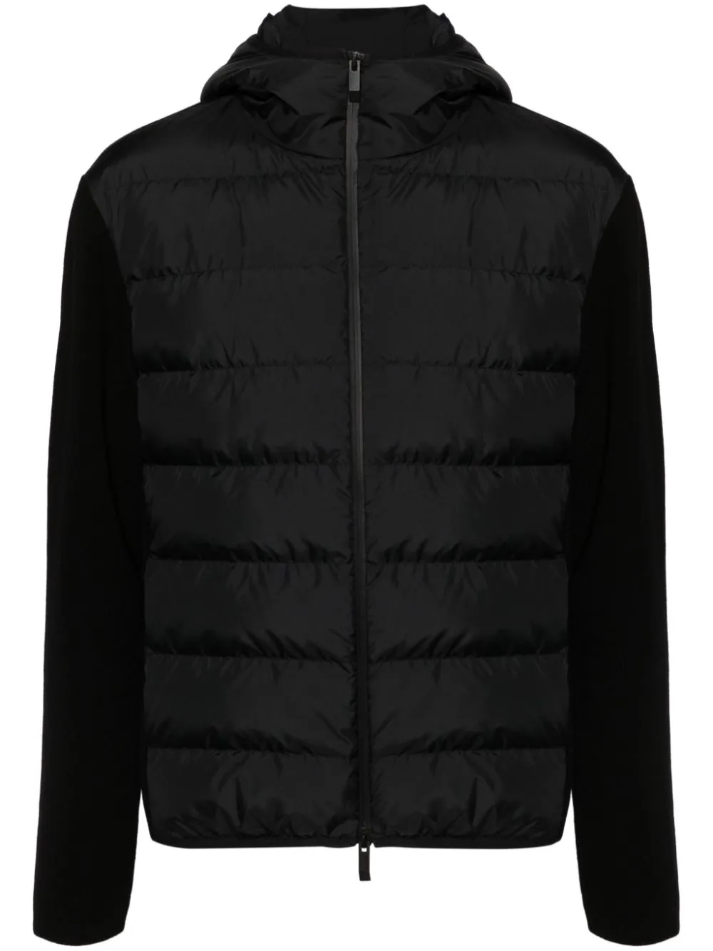 padded-panels knitted hooded jacket