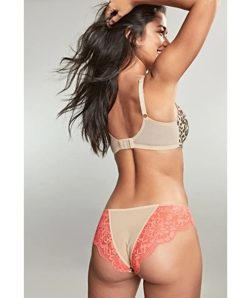 Panache Nina Underwired Balconette Bra - Leopard/Coral