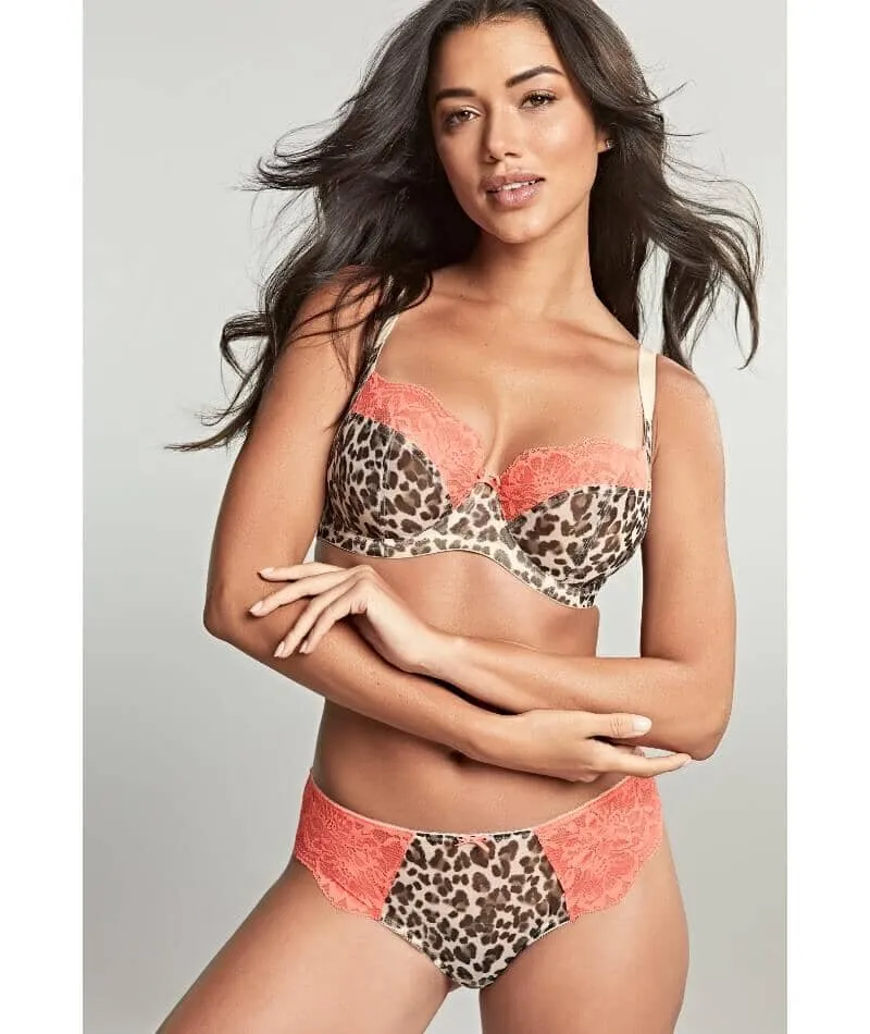 Panache Nina Underwired Balconette Bra - Leopard/Coral
