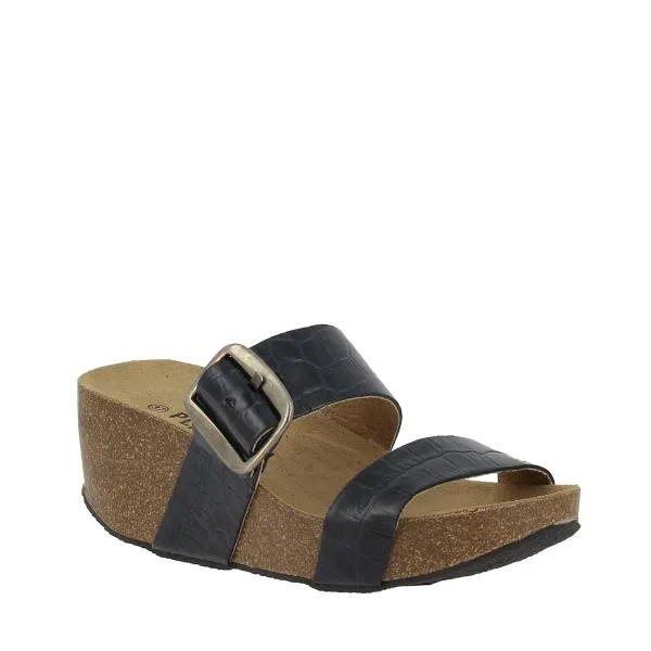 Plakton 273004 Navy Crocodiles Women's Wedge Sandals