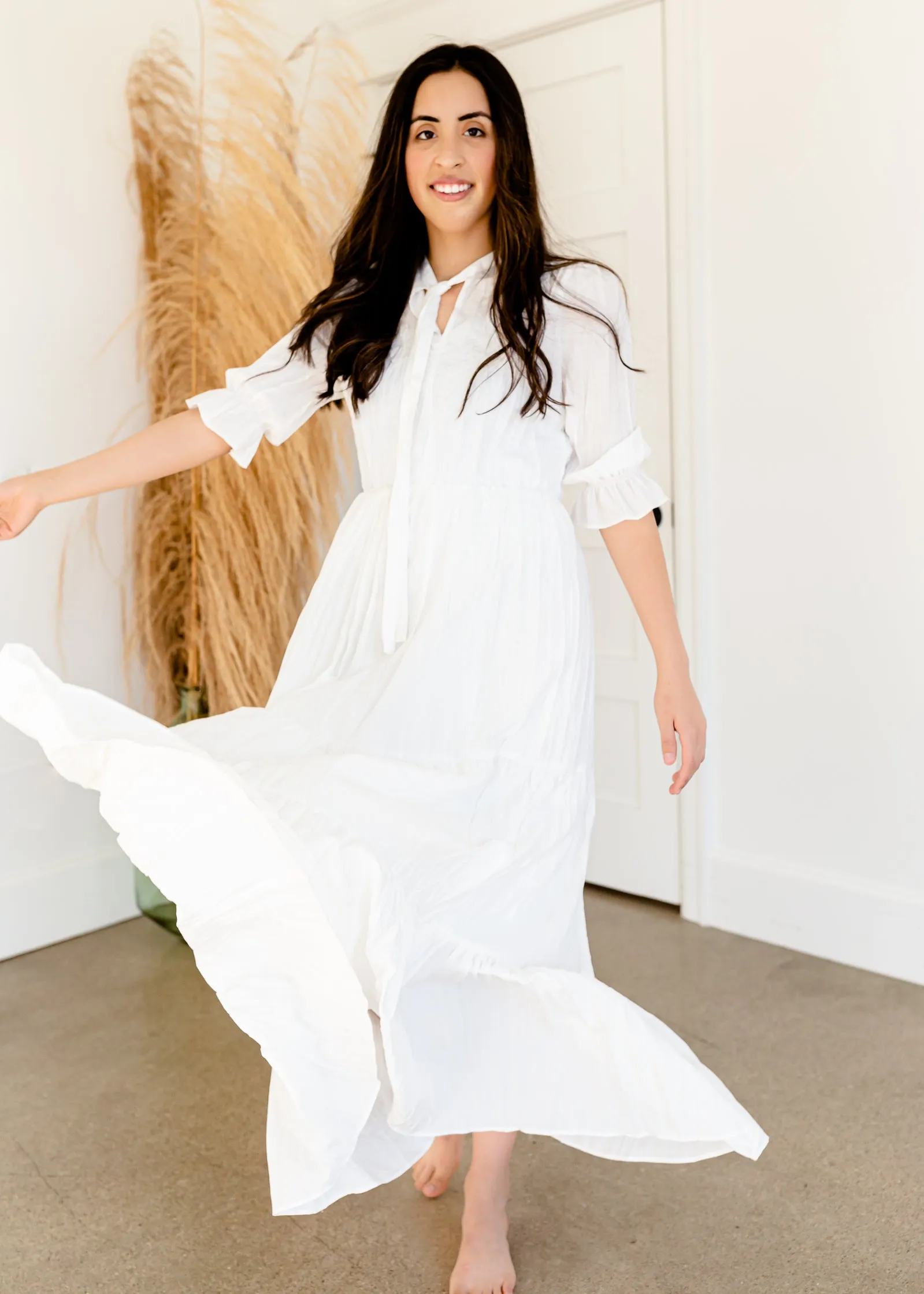 Pleated Ivory Tiered Maxi Dress - FINAL SALE