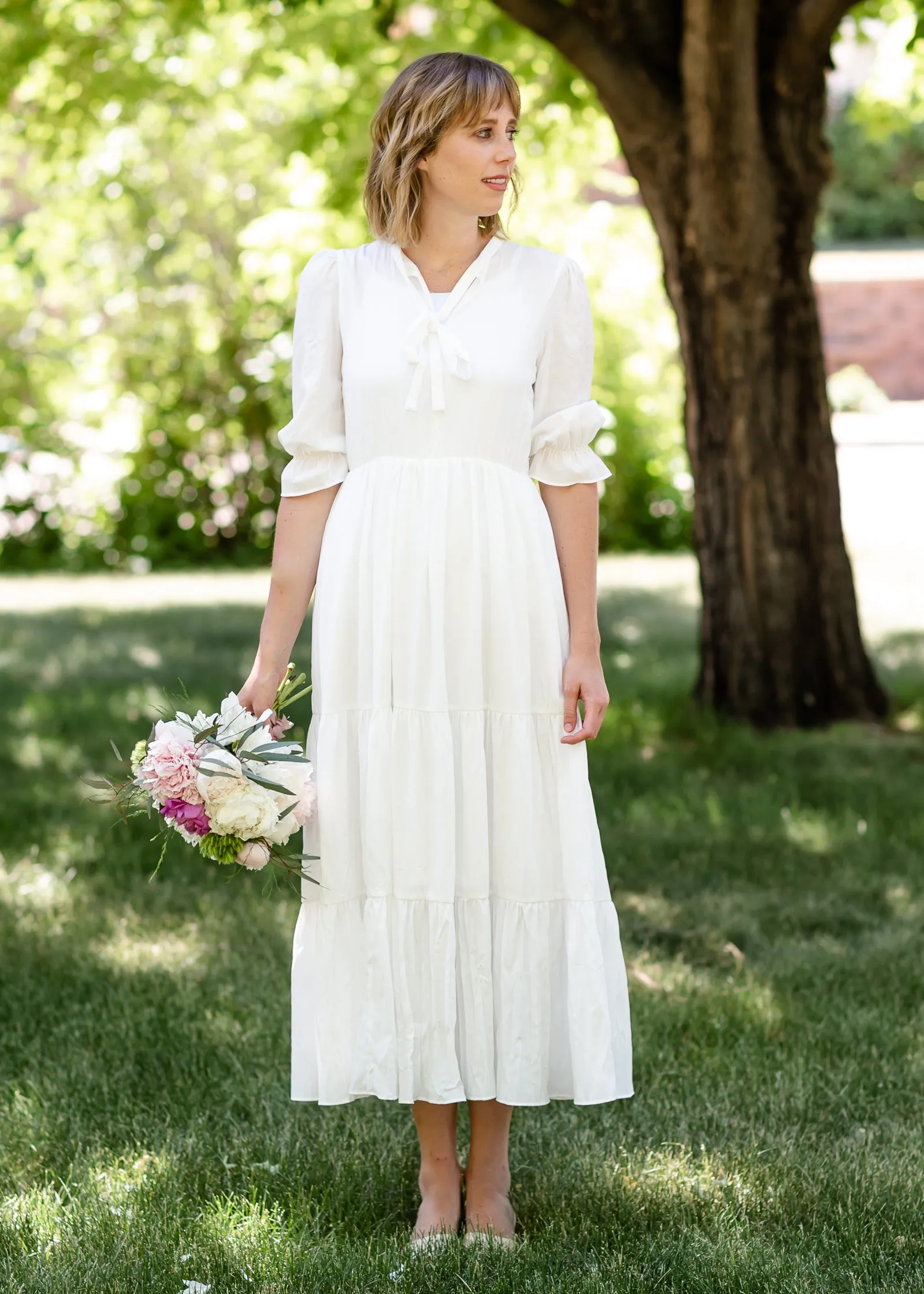 Pleated Ivory Tiered Maxi Dress - FINAL SALE