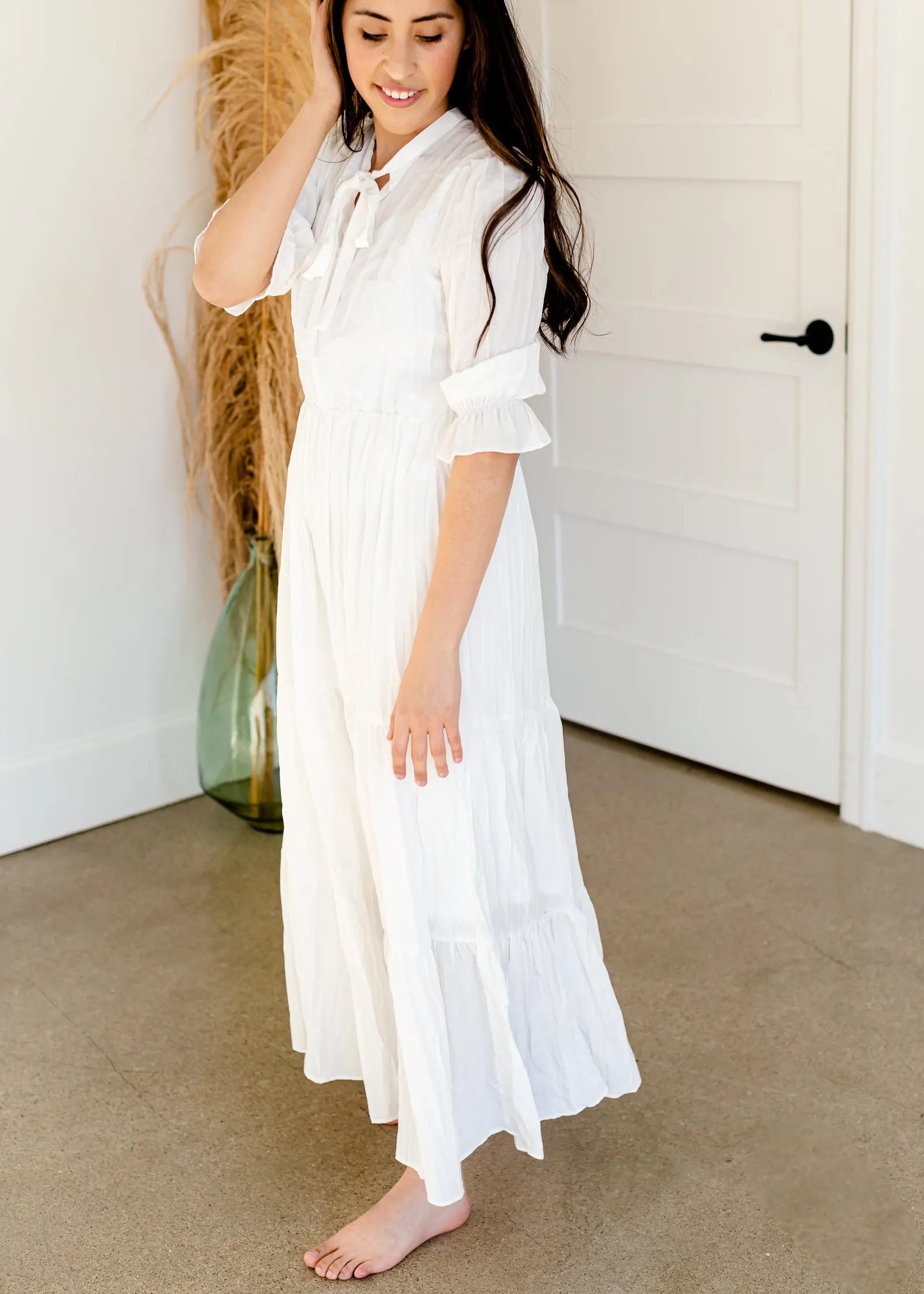 Pleated Ivory Tiered Maxi Dress - FINAL SALE