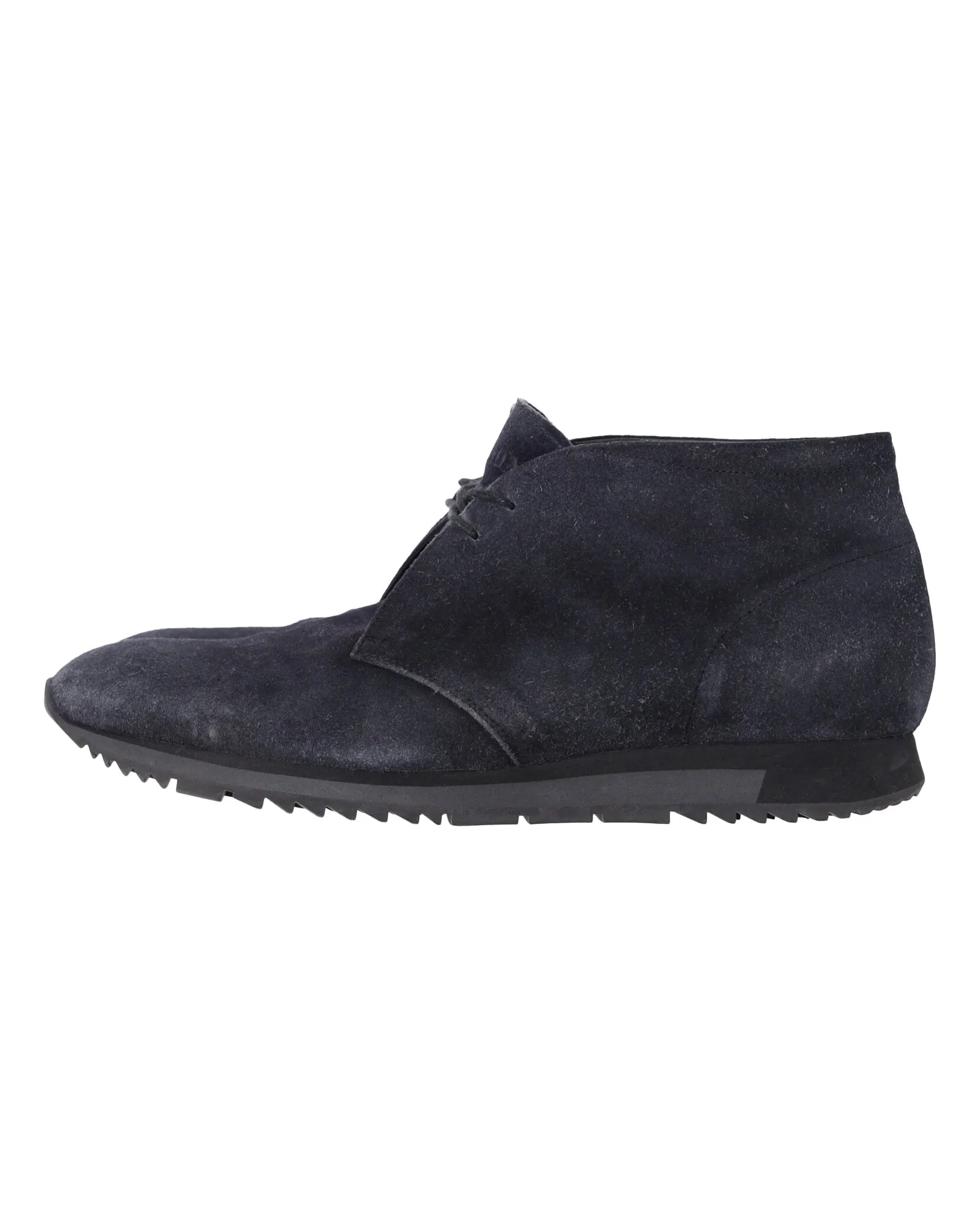 Prada Lace-Up Boots in Navy Blue Suede