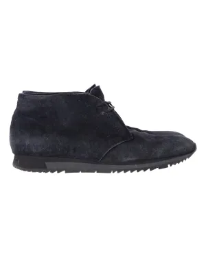 Prada Lace-Up Boots in Navy Blue Suede
