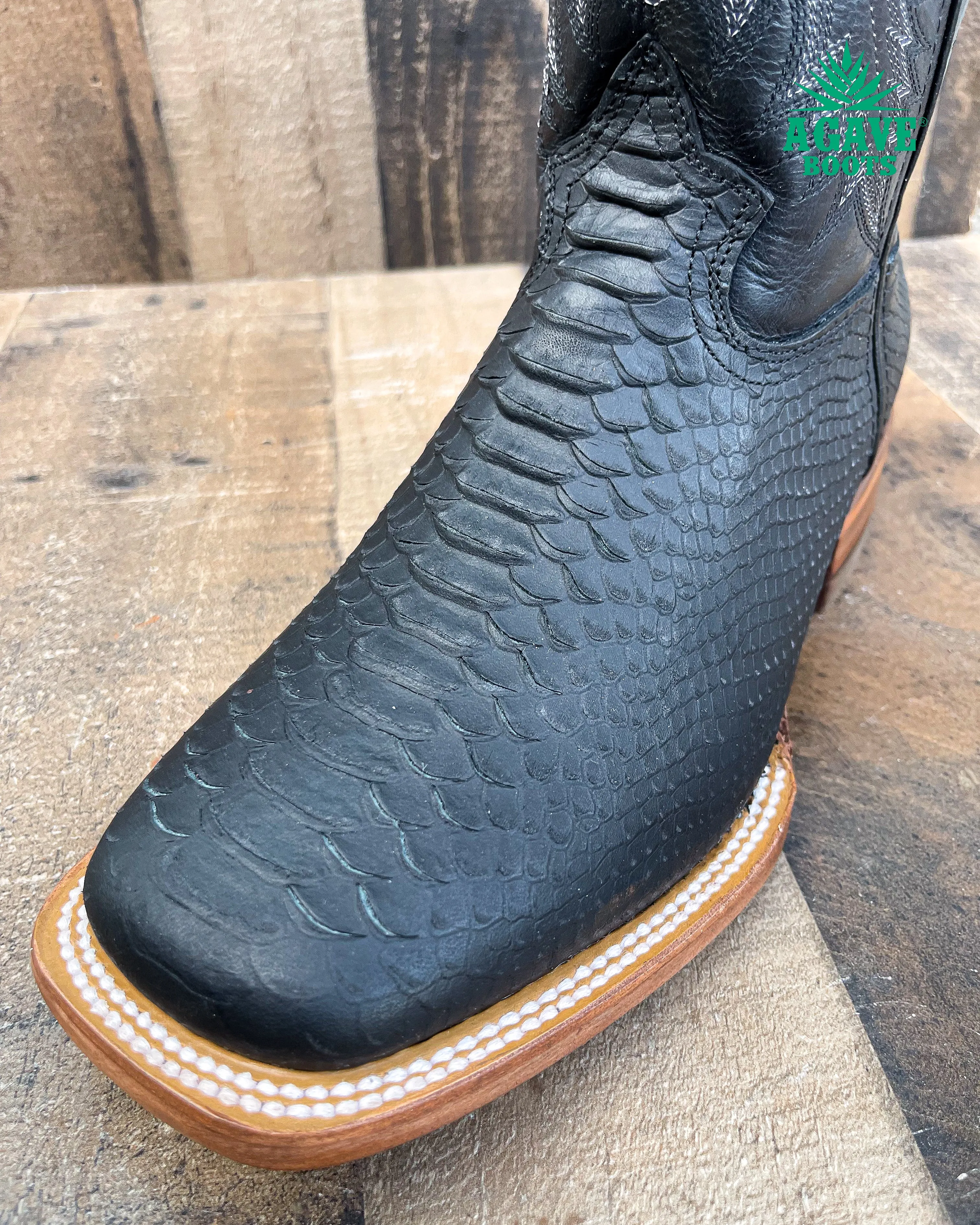 PYTHON BLACK | MEN SQUARE TOE WESTERN COWBOY BOOTS
