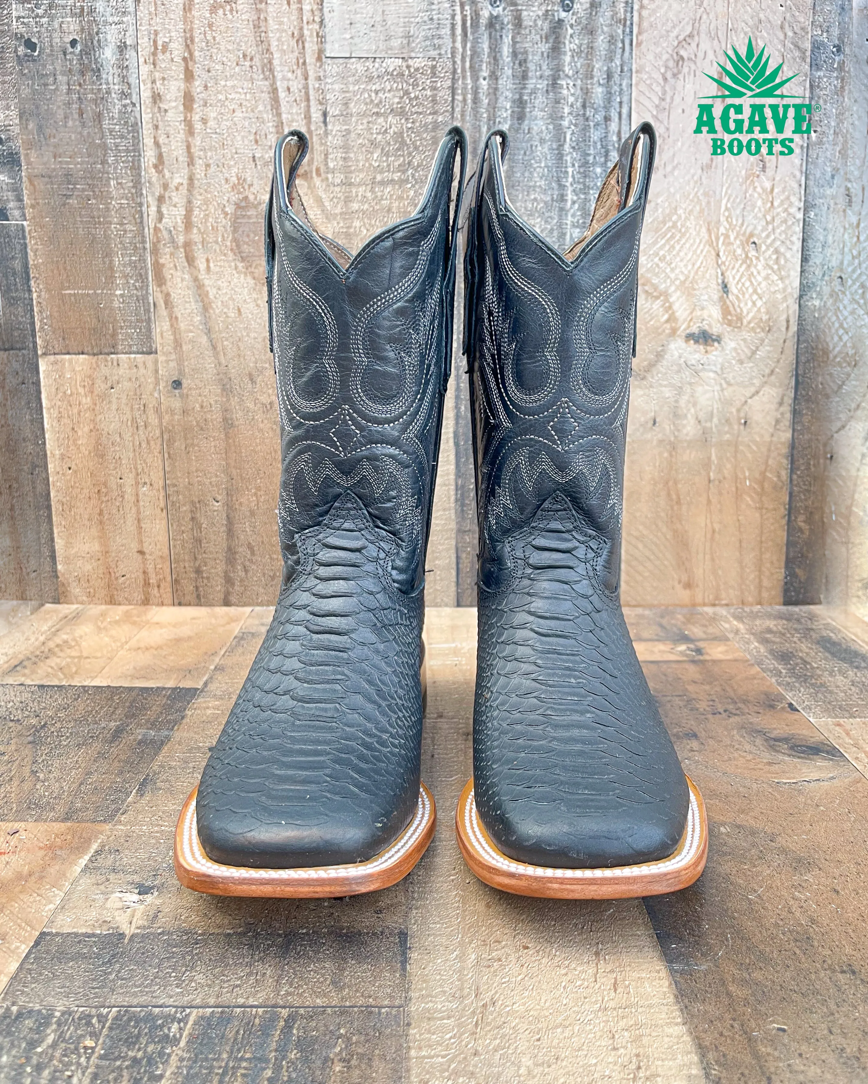 PYTHON BLACK | MEN SQUARE TOE WESTERN COWBOY BOOTS