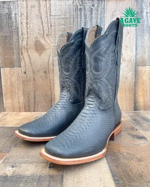 PYTHON BLACK | MEN SQUARE TOE WESTERN COWBOY BOOTS