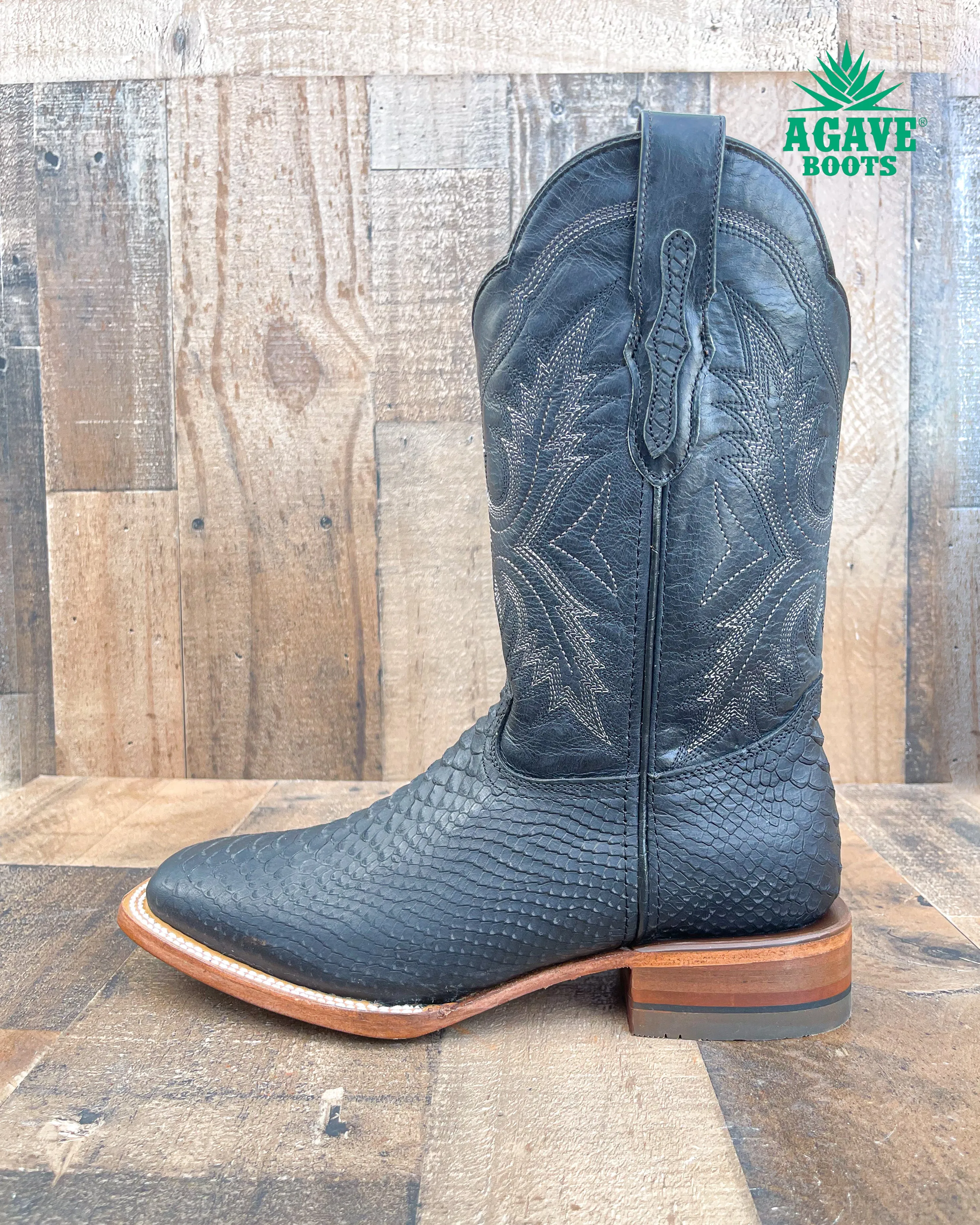 PYTHON BLACK | MEN SQUARE TOE WESTERN COWBOY BOOTS
