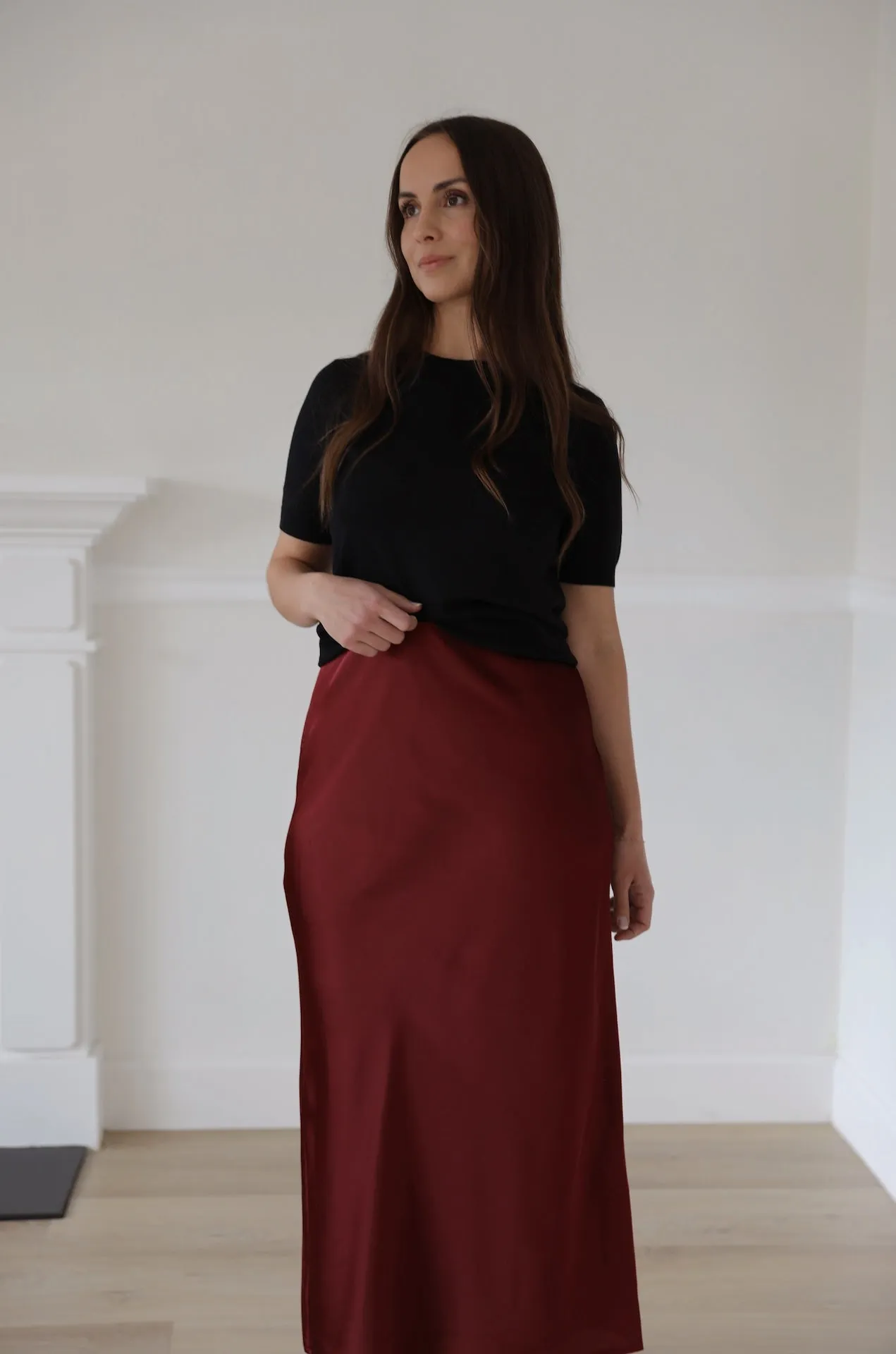 Red Maxi Slip Skirt