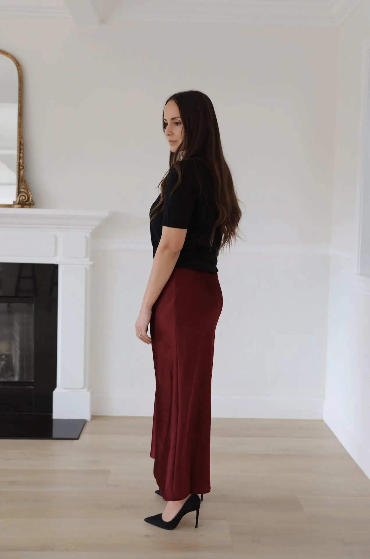 Red Maxi Slip Skirt
