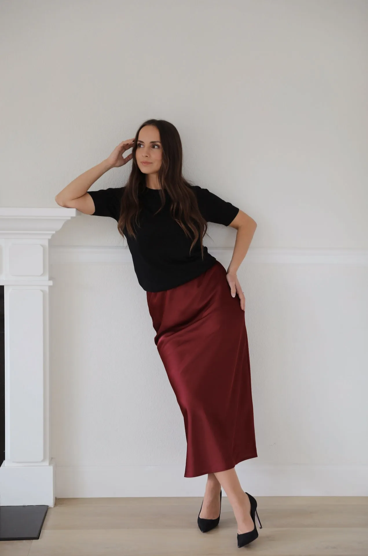Red Maxi Slip Skirt