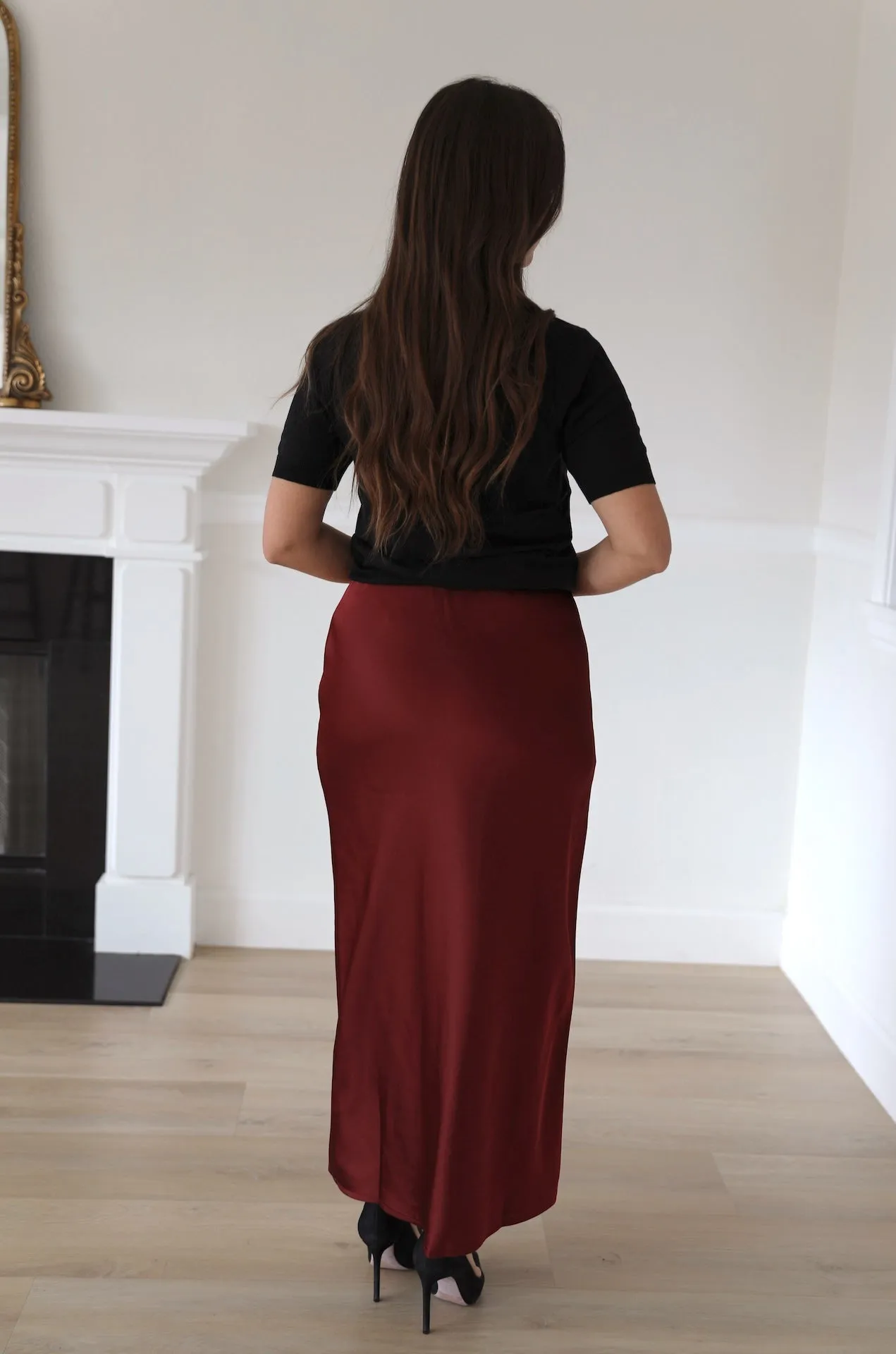 Red Maxi Slip Skirt