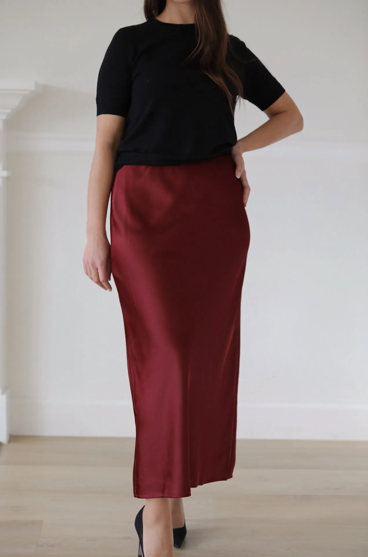 Red Maxi Slip Skirt
