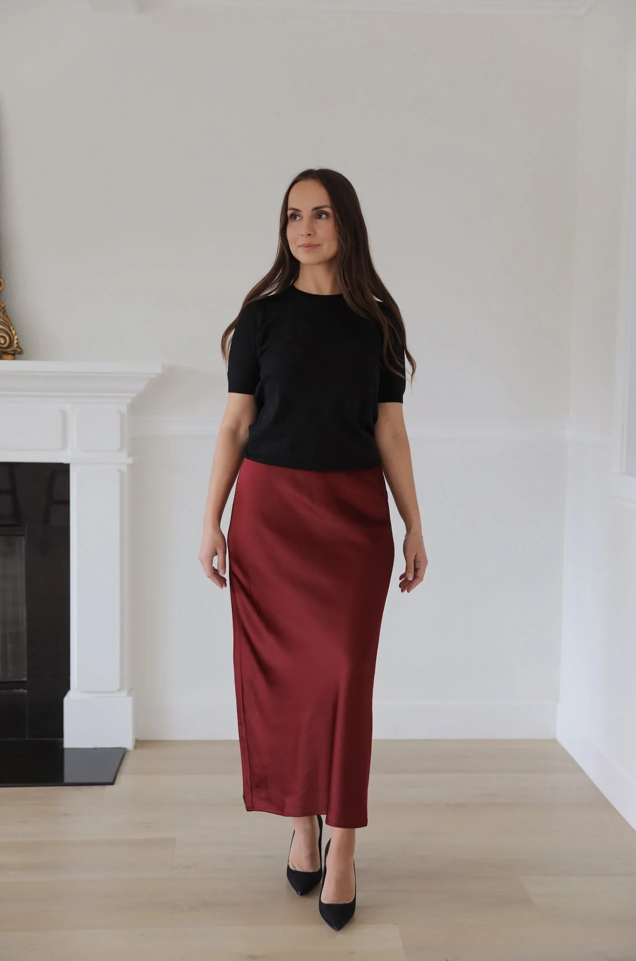 Red Maxi Slip Skirt