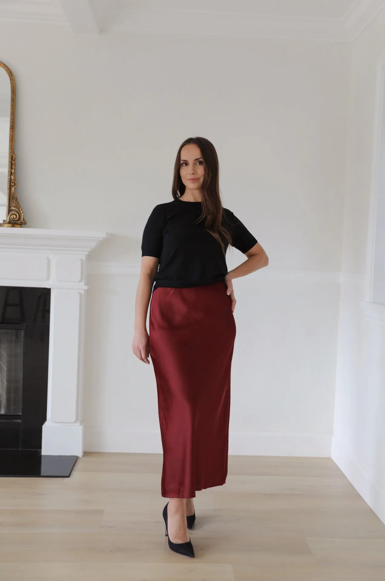 Red Maxi Slip Skirt