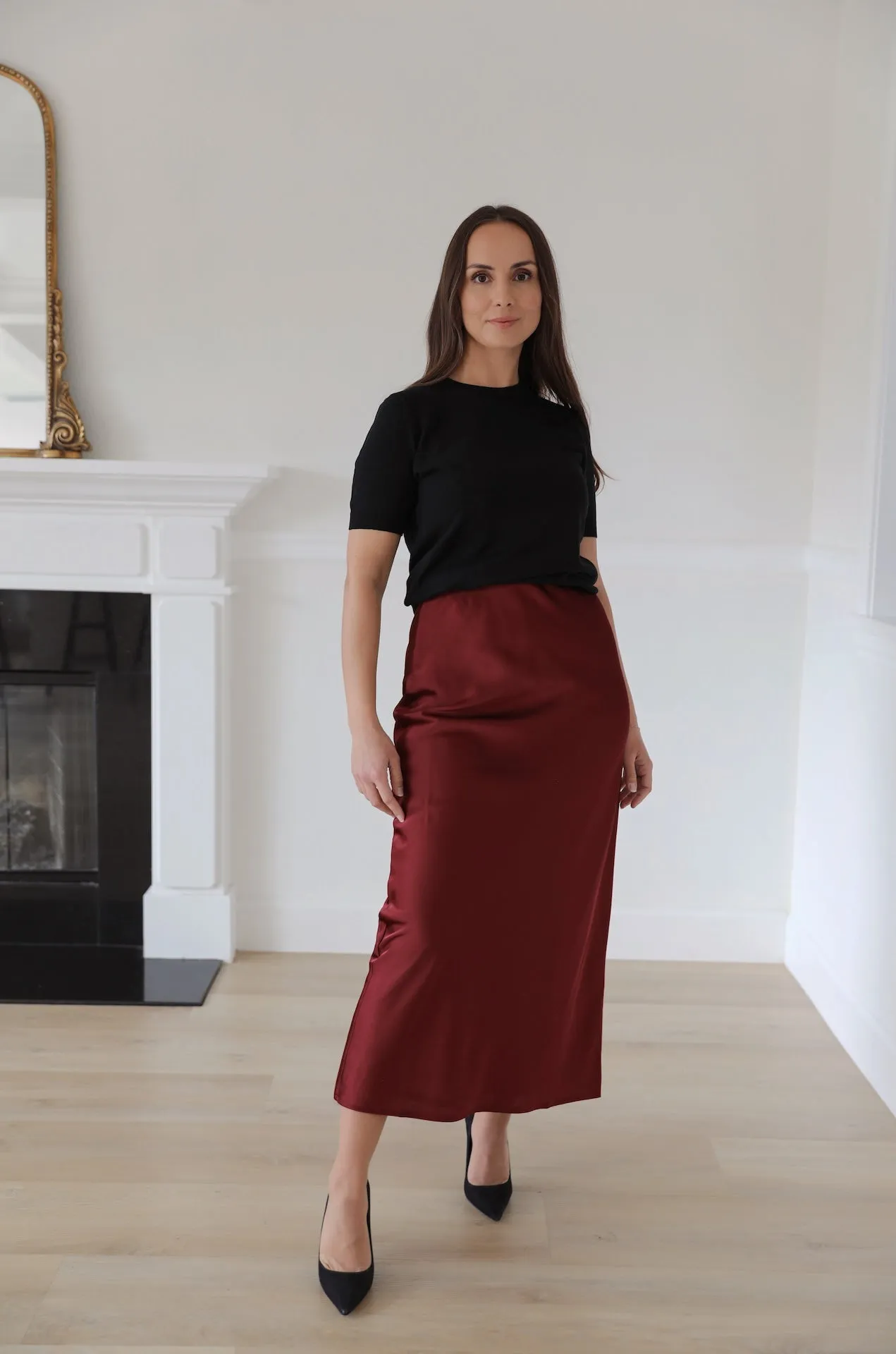 Red Maxi Slip Skirt