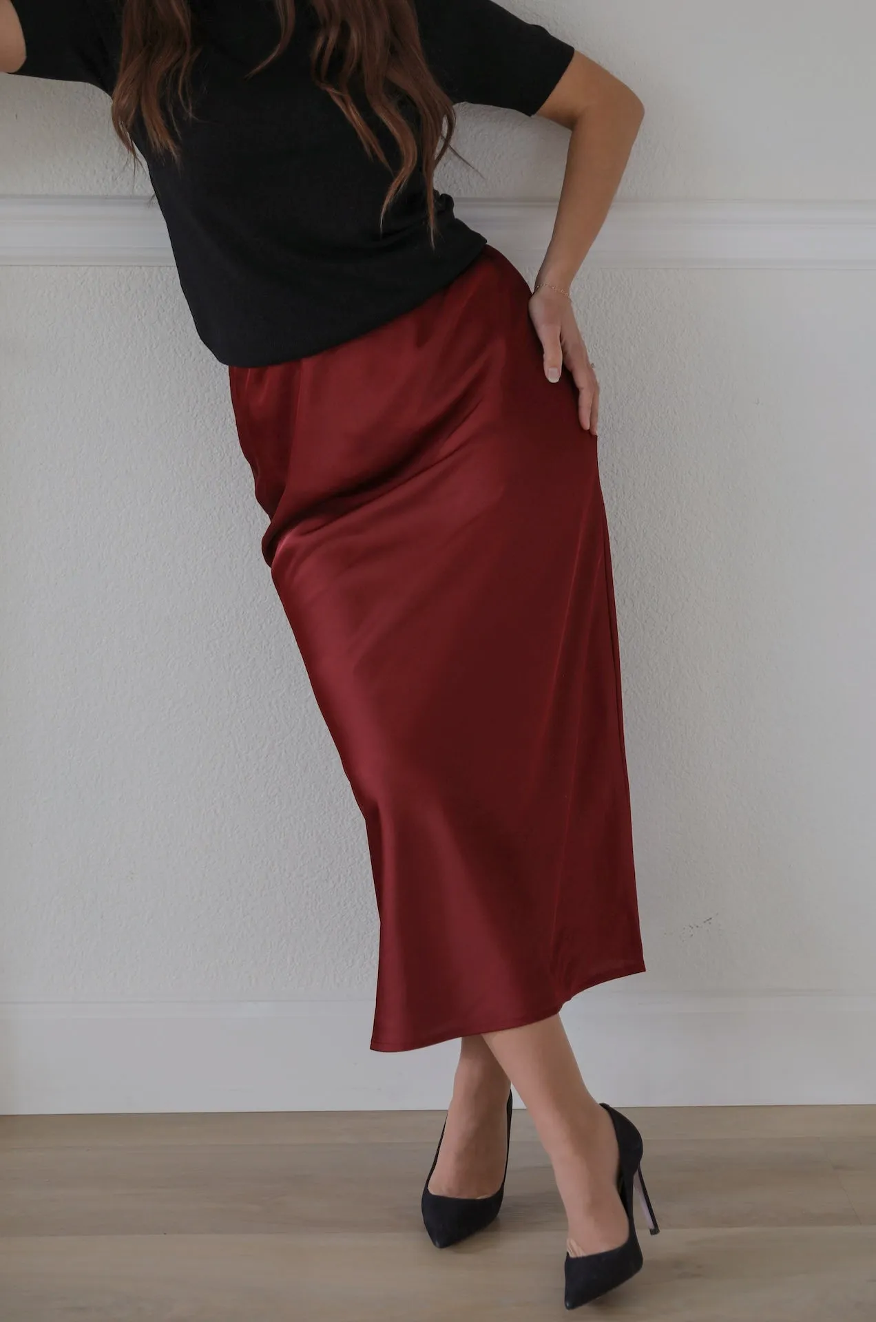 Red Maxi Slip Skirt