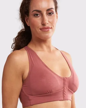 Rora Pocketed Front Closure Bra Bra in Dusty Rose By AnaOno - XS-3X