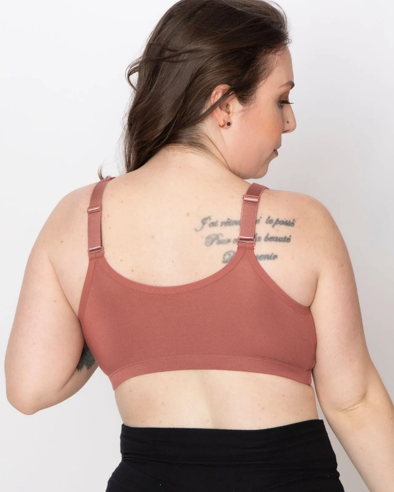 Rora Pocketed Front Closure Bra Bra in Dusty Rose By AnaOno - XS-3X
